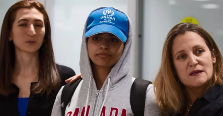 رهف القنون تقارن بين صورتيها بالنقاب والمايوه