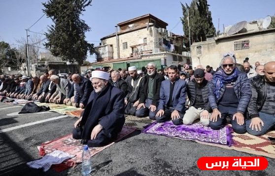 العشرات يؤدون صلاة الجمعة في حي الشيخ جراح