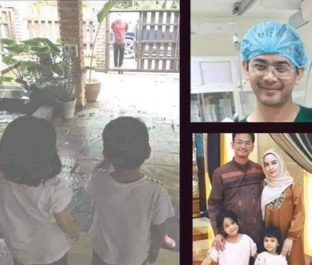 شاهد طبيب اندونيسي أصيب بفيروس كورونا يلقي نظرة الوداع الأخيرة على أطفاله من بعيد