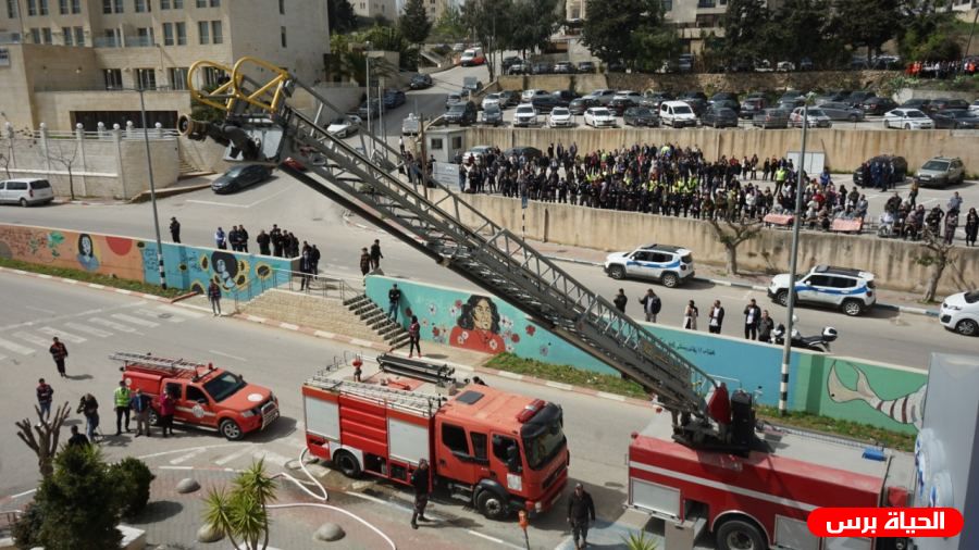 رام الله : الدفاع المدني ينفذ تمرينا تعبويا متعدد المهام