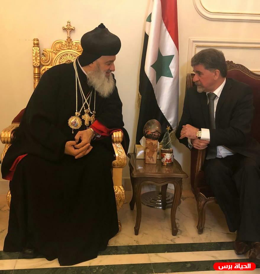 عبد الهادي ينقل تهاني الرئيس للبطاركة يوحنا العاشر يازجي ومار اغناطيوس افرام الثاني لمناسبة الفصح