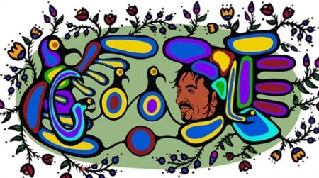 غوغل يكرم الفنان الكندي نورفال موريسو Celebrating Copper Thunderbird (Norval Morrisseau)