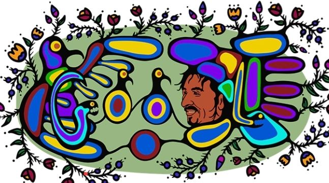 غوغل يكرم الفنان الكندي نورفال موريسو Celebrating Copper Thunderbird (Norval Morrisseau)