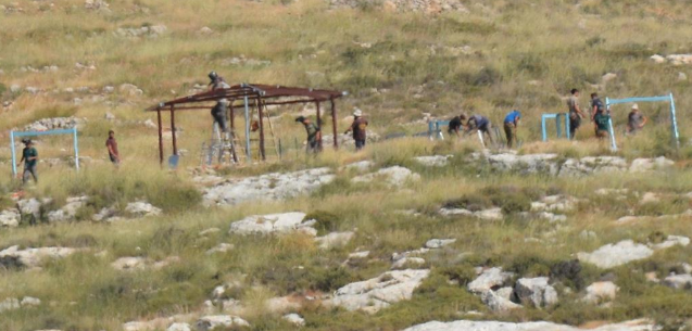 مستوطنون يقيمون معرشاً قرب خربة الفارسية في الأغوار