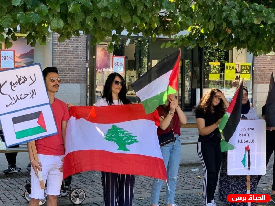 وقفة احتجاجية أمام السفارة الإماراتية في أوسلو رفضا لاتفاق التطبيع 