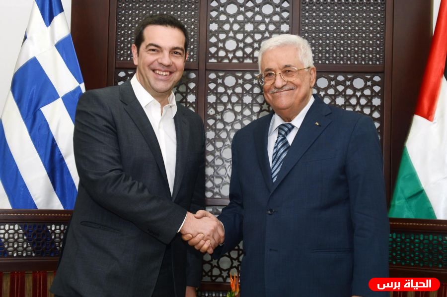 الرئيس عباس يستقبل رئيس وزراء اليونان