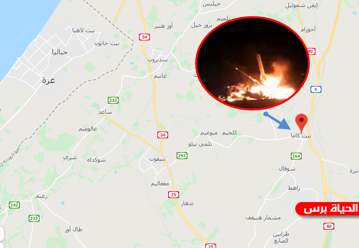 سقوط طائرة مروحية إسرائيلية وإندلاع النيران فيها قرب غزة